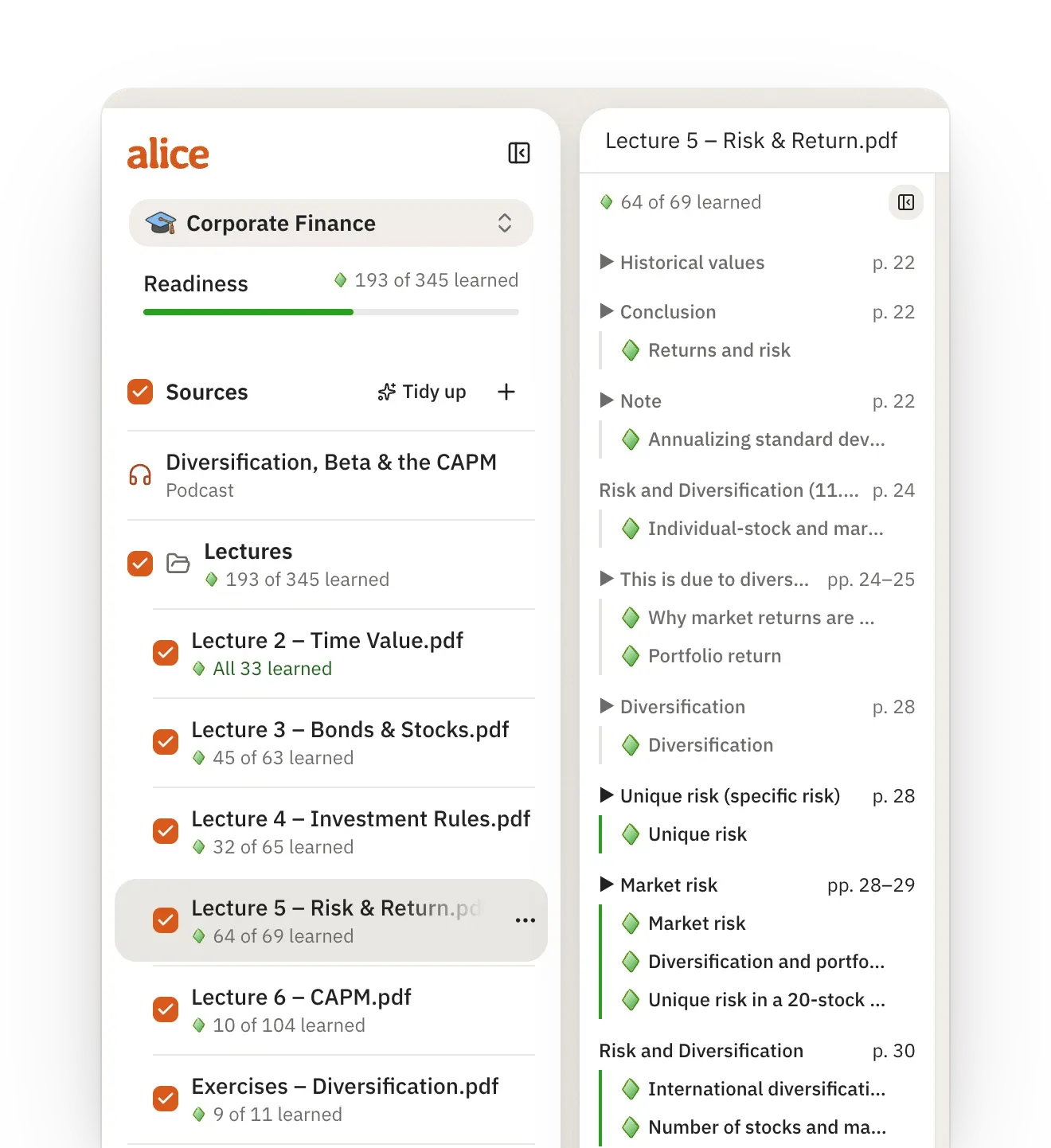 Your own course material in alice labs