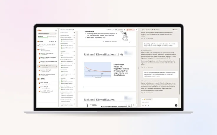 alice labs with lecture slides and the chat side by side